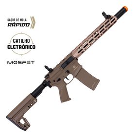 Rifle de Airsoft M4 Punisher 6 Silencer AEG Tan Gatilho Eletrônico - Poseidon