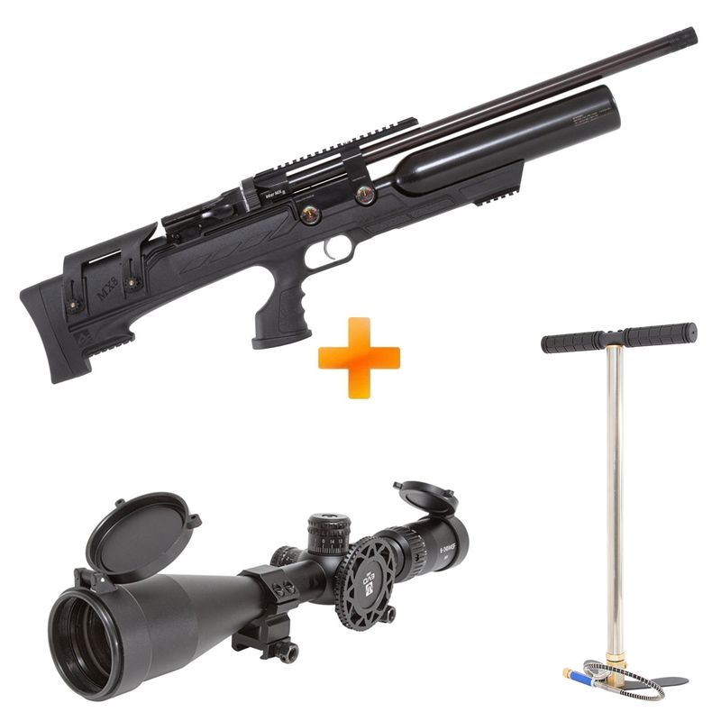 carabina-de-pressao-pcp-mx8-evoc-black-regulated-5-5mm-aselkon-bomba-luneta-custom-z1