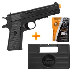 Pistola de Airsoft Spring S1911 6mm M1911 - QGK + BBs + Maleta