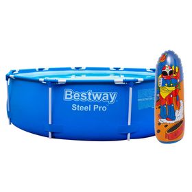 Piscina Estruturada Circular 4678L – Bestway + Boia Infantil João Bobo Saco de Pancada – Nautika