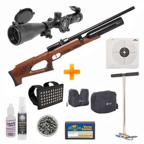 Super Combo-Carabina de Pressão PCP MX9 Sniper Wood Regulated 5.5mm - Aselkon + Bomba + Luneta Custom