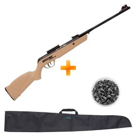 Carabina de Pressão CBC Jade Mais Nitro Oxidada Desert 5.5mm + Capa + Chumbinhos