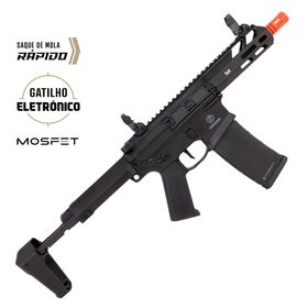 Rifle de Airsoft M4 PDW Avenger 1 AEG Preta Gatilho Eletrônico - Poseidon