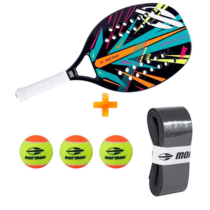 raquete-beach-tennis-strike-3-bolas-premium-overgrip-premium-mormaii-z1