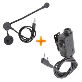 Fone com Microfone para Rádio Comunicador Cobra Tactical Preto + Chave Interruptor PTT