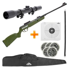 Carabina de Pressão CBC Jade Mais Oxidada Verde 5.5mm + Luneta 4x20 + Capa + Bandoleira + Chumbinhos + Alvos