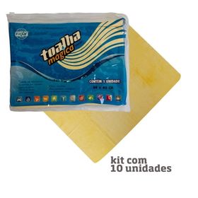 Kit com 10 Toalhas Mágicas Multiuso Amarela 1 Lado em Baixo Relevo 64 x 43cm - Fixxar