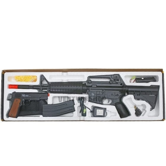 airsoft-defender-strike-kit-rifle-gf-m4-pistola-gf-1912-crosman-m7