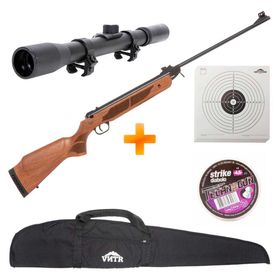 Carabina de Pressão Rossi Nova Dione Madeira Recartilhada 4.5mm + Luneta 4x20 + Capa + Chumbinho + Alvos