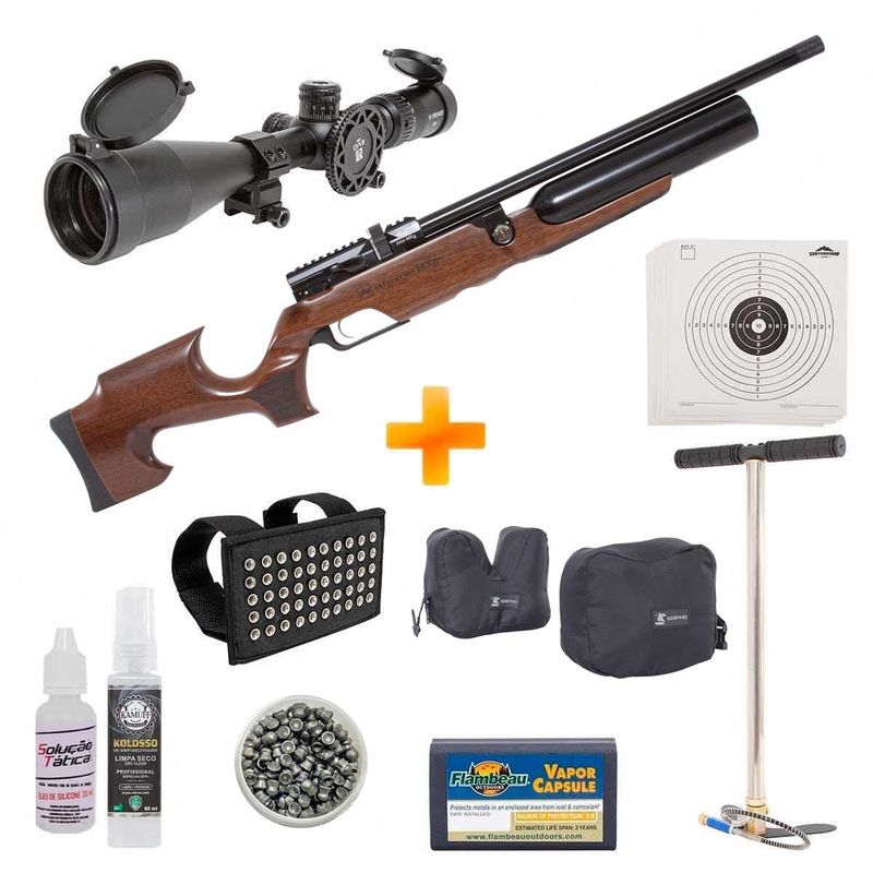 super-combo-carabina-de-pressao-pcp-mx6-matte-black-wood-regulated-5-5mm-aselkon-bomba-luneta-custom-z14