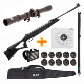 Super Combo-Carabina de Pressão Rossi SAG R1000 5.5mm Gás Ram + Luneta 4x20 + Capa + Chumbinhos + Alvos
