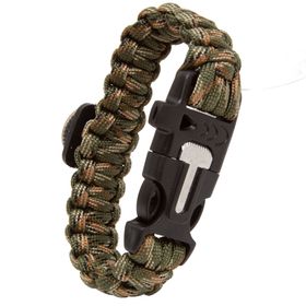 Pulseira Paracord Survivor Multicam com Apito, Pederneira e Bússola - Treme Terra