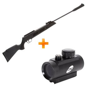 Carabina de Pressão Spring Black Hawk Fixxar 5.5mm com Gás Ram + Red Dot