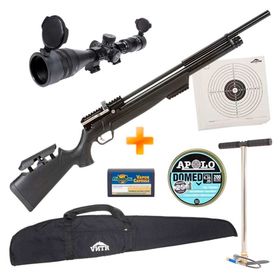 Carabina de Pressão PCP Puncher Maxi S Silent 6.35mm - KRAL ARMS + Bomba + Luneta Custom + Capa + Chumbinho + Alvos