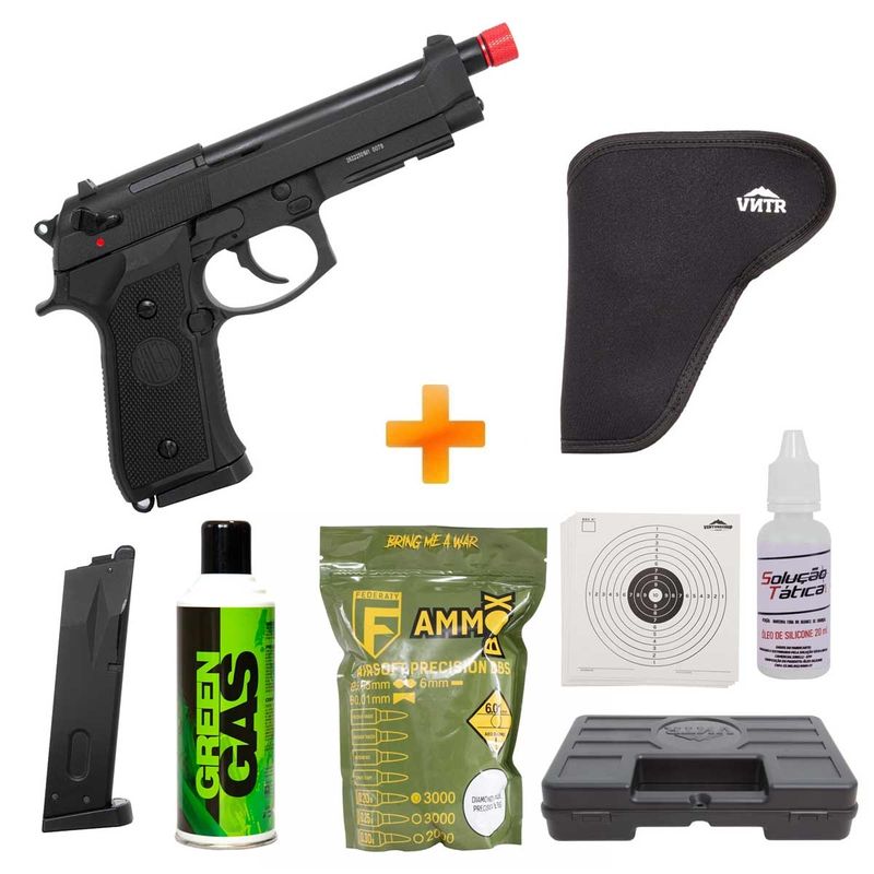 super-combo-pistola-de-airsoft-a-gas-green-gas-m92-6mm-full-metal-blowback-rossi-magazine-extra-coldre-bbs-maleta-green-gas-alvos-z1