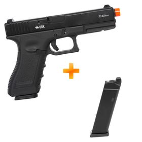 Pistola de Airsoft a Gás GBB Green Gas R17 Black c/ Blowback + 1 Magazine Extra