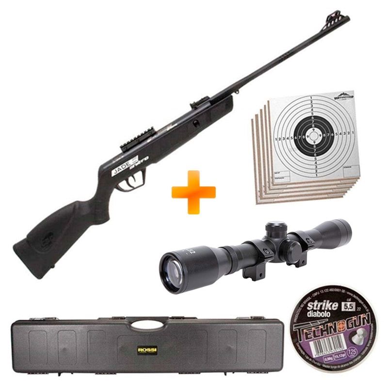 super-combo-carabina-de-pressao-cbc-jade-mais-nitro-oxidada-preta-5-5mm-luneta-case-chumbinho-alvos-z8