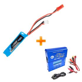 Bateria para AEP/Pistola Airsoft LiPo 7.4V - 2S 20C 250mAh + Carregador Lipo L6AC - Leão Modelismo