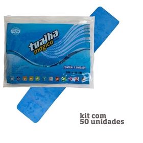 Kit com 50 Toalhas Mágicas Multiuso Azul 1 Lado em Baixo Relevo 100 x 20cm - Fixxar