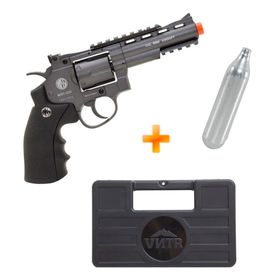 Revólver Airsoft CO2 Rossi WG 701 4" Full Metal Preto + Maleta + Cilindro