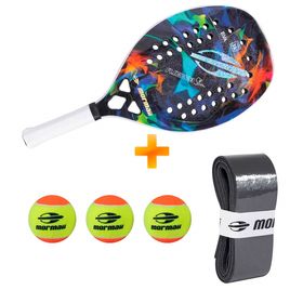 Kit Raquete Beach Tennis Flexxxa Slim + 3 Bolas Premium + Overgrip Premium - Mormaii