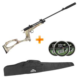 Carabina de Pressão Híbrida CO2 Cobra Camo 4.5mm - QGK + Capa + Chumbinho