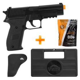 Pistola de Airsoft Spring S226 6mm P226 - QGK + BBs + Maleta + Alvo + Coldre