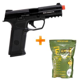 Pistola Airsoft a Gás GBB Green Gas BLE-001-SB Black ICS + BB's 0.25g