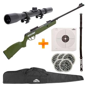Carabina de Pressão CBC Jade Mais Oxidada Verde 5.5mm + Luneta 4x20 + Capa + Chumbinhos + Alvos