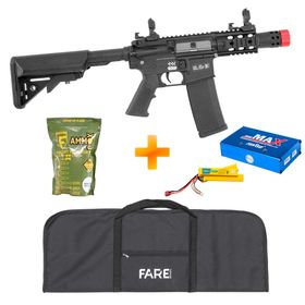 Rifle de Airsoft M4 Carbine RIS Compact SA-C10 Black Linha Core C-Series - Specna Arms + Capa + Bateria e Carregador + BB's