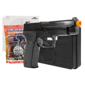 Pistola Airsoft Sig Sauer P226 Cybergun Training Series + Maleta + BBs .12 + 10 Alvos