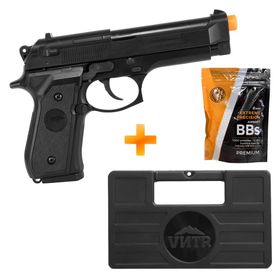 Pistola de Airsoft Spring S92 6mm M92 - QGK + BBs + Maleta
