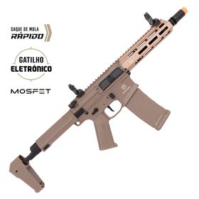 Rifle de Airsoft M4 PDW Punisher 2 AEG Tan Gatilho Eletrônico - Poseidon