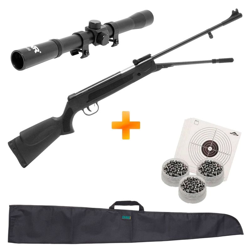 carabina-de-pressao-spring-black-5-5mm-fixxar-luneta-4x20-capa-3-chumbinhos-alvos-z9