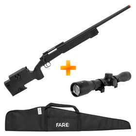 Rifle de Airsoft Spring Sniper M62 Black Double Eagle + Capa + Luneta 4X32