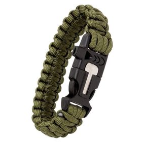 Pulseira Paracord Verde Survivor com Apito e Pederneira - Treme Terra