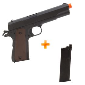 Pistola de Airsoft GBB Green Gas M1911 A1 R31C Black c/ Blowback + Magazine Extra