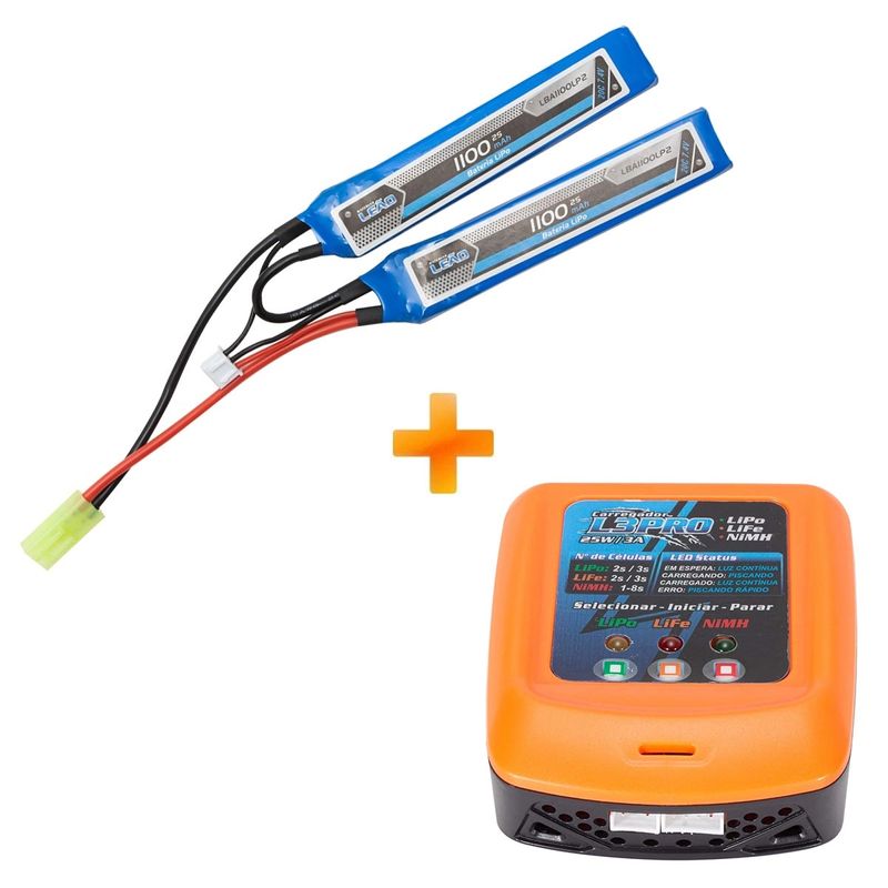 bateria-para-airsoft-lipo-1100mah-7-4v-2s-2-packs-20-40c-carregador-compacto-l3-pro-leao-modelismo-z1