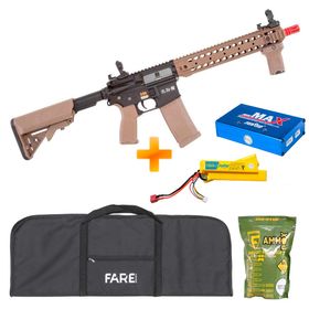 Rifle de Airsoft AEG M4 Carbine Long SA-E06 Half Black/Tan EDGE E-Series - Specna Arms + Capa + Bateria e Carregador + BB's
