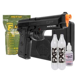 Pistola de Airsoft a Gás CO2 Taurus PT92 Full Metal Cybergun + Maleta + BB's + 2 Cilindros CO2 + Silicone
