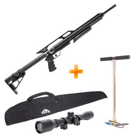 Carabina de Pressão PCP Hunter Ultra Power 5.5mm + Bomba Manual + Luneta + Capa