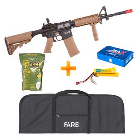 Rifle de Airsoft M4 Carbine SA-C03 Half Black/Tan Linha Core C-series - Specna Arms + Capa + Bateria e Carregador + BB's