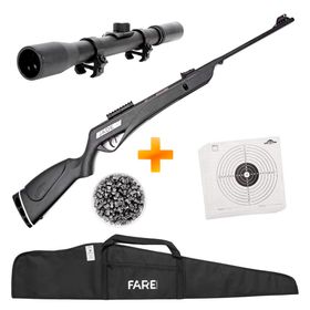 Carabina de Pressão CBC Jade Pro Preta 4.5mm + Luneta 4x20 + Capa + Chumbinho + Alvos