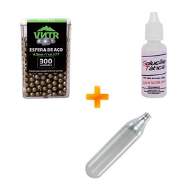 Esferas de Aço Douradas 4.5mm 1800un + Silicone + 15 Cilindros CO2 12G