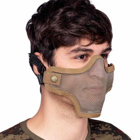 Máscara de Airsoft Telada Meia Face com Elástico Duplo Tan