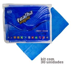 Kit com 30 Toalhas Mágicas Multiuso Azul 1 Lado em Baixo Relevo 75 x 35cm - Fixxar