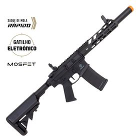 Rifle de Airsoft M4 Avenger 4 Silencer AEG Preta Gatilho Eletrônico - Poseidon