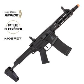 Rifle de Airsoft M4 PDW Punisher 2 AEG Preta Gatilho Eletrônico - Poseidon