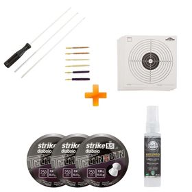 Kit de Limpeza para Carabinas de Pressão 4.5mm - 5.5mm - Nautika + Chumbinho 5.5 + Kamuff + Alvos