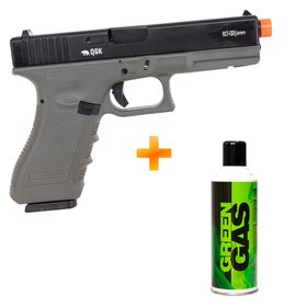 Pistola de Airsoft a Gás GBB Green Gas R17 Black/OD Green c/ Blowback + Green Gás